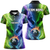 Maxcorners Custom Blue Purple Fire 3D Dragon 8 Ball Pool Billiard Shirts For Men & Women, Team League Billiard Jerseys