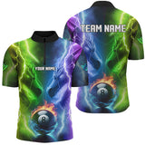 Maxcorners Blue Purple Fire 3D Dragon 8 Ball Pool Bowling Jersey Customized Name, Team Name 3D Shirt