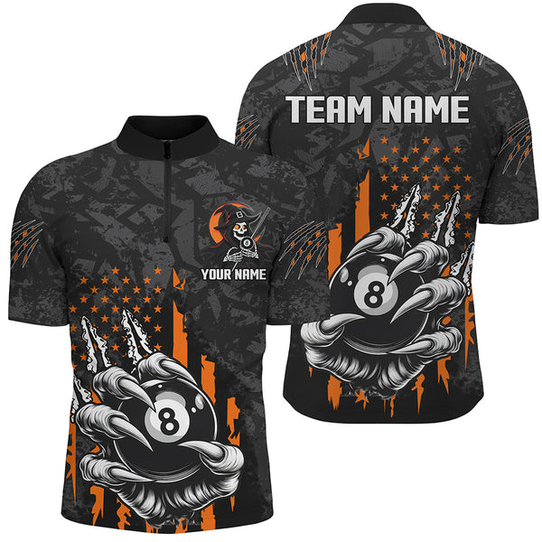 Maxcorners Funny Claw Tearing Us Flag 8 Ball Pool Bowling Jersey Customized Name, Team Name 3D Shirt