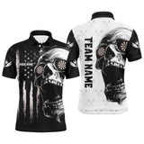 Maxcorners Black White Retro Us Flag Skull Darts Jersey Customized Name, Team Name 3D Shirt