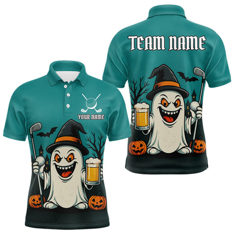 Maxcorners Funny Ghostly Beer Halloween Golf Polo Shirt For Men Custom Halloween Ladies Golf Outfit MT0410
