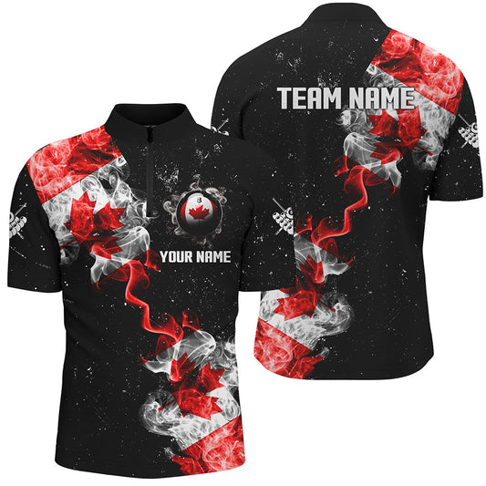 Maxcorners Personalize Grunge Canada Flag Smoke Billiard Shirts Patriotic Billiard Jerseys Uniform