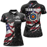 Maxcorners Grunge American Flag Target Archery Sets Men Polo Shirts Custom Patriotic Archery Jersey Attire