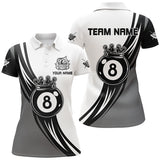 MaxCorners Billiard  Black White 8 Ball Pool Crown Customized Name, Team Name 3D Polo Shirt For Women