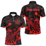 Maxcorners Black And Red Grunge Darts Polo, Quarter Zip For Men Custom Dart Shirts For Team, Dart Jerseys TU0411