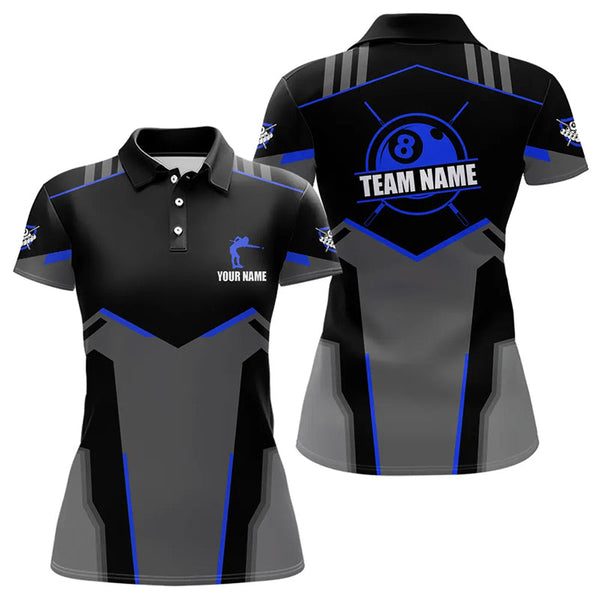 Maxcorners Billiard Jerseys Custom Polo & Quarter-Zip Billiard Shirts, Team Pooler Short Sleeve |Blue