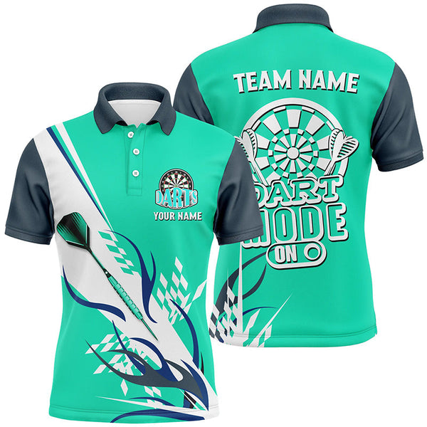 MaxCorners Darts Mode On Sport Jersey Cyan Customized Name 3D Polo Shirt For Men