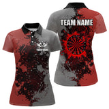 Maxcorners Personalized Darts Paint Red And Grey Dart Shirts For Women Custom Grunge Dart Team Jerseys