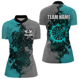 Maxcorners Personalized Darts Paint Turquoise And Grey Dart Shirts For Men Custom Grunge Dart Team Jerseys