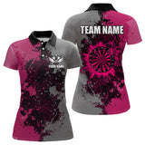 Maxcorners Personalized Darts Paint Pink And Grey Dart Shirts For Women Custom Grunge Dart Team Jerseys