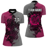 Maxcorners Personalized Darts Paint Pink And Grey Dart Shirts For Women Custom Grunge Dart Team Jerseys