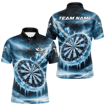 Maxcorners Personalized Blue Dartboard Icy Darts Shirt For Men Custom Darts Jersey Team Polo & 1/4 Zip