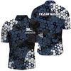 Maxcorners Personalized Blue And White Hive Billiard Shirts For Men Custom Grunge Retro Billiard Jerseys