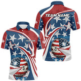 Maxcorners 8 Ball Pool American Flag Pattern Custom Billiard Shirts For Men, Patriotic Billiard Apparel Attire