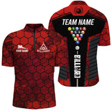 Maxcorners Red Grunge Hexagon Billiard Shirts For Men & Women Custom Pool Jerseys, Billiard Tournament Team Shirts