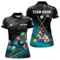 Maxcorners Personalized 8 Ball Pattern Smoke Men Billiard Shirts Custom Billiard Ball Pool Jerseys | Turquoise