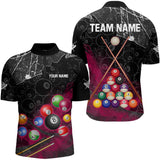 Maxcorners Personalized 8 Ball Pattern Smoke Men Billiard Shirts Custom 3D Billiard Balls Pool Jerseys | Pink