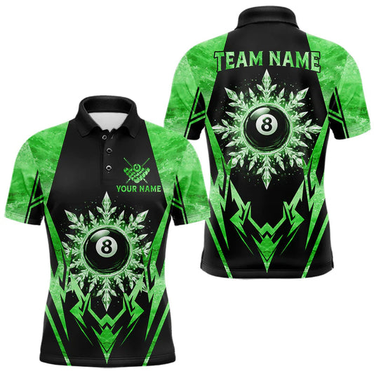 Maxcorners Black And Green 8 Ball Pool Icy Billiard Shirt For Men Custom Pool Team Jersey Polo & 1/4 Zip LM0607