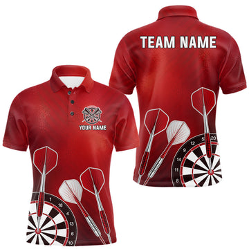 Maxcorners Personalized Red Dartboard Shirts For Men Custom Darts Jersey, Darts League Team Shirts LM0410