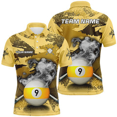 Maxcorners Billiard 9 Ball Pool & Cue  Customized Name, Team Name 3D Polo Shirt Unisex