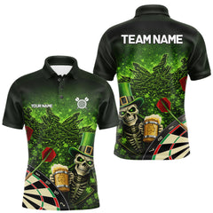 Maxcorners St Patrick Day Skull Darts Shirt Pocket Option For Men Custom Darts Jersey LM0901