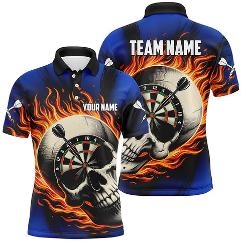 Flaming Dart Skull Darts Polo Shirts