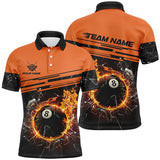 MaxCorners Billiard Orange Funny 8 Ball Pool Fire Break Glass  Customized Name, Team Name 3D Polo Shirt