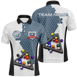 Maxcorners Billiard Hexagon Pattern Custom Name Billiard Polo Shirts