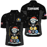 Maxcorners Custom Galaxy Funny Snow Billiard Balls Christmas Pool Shirts For Men, Xmas Billiard Shirts Jerseys