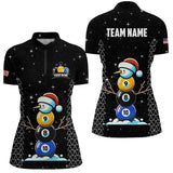 Maxcorners Custom Galaxy Christmas Billiard 8 Ball 9 Ball & 10 Ball Shirts For Women Funny Xmas Billiard Jerseys