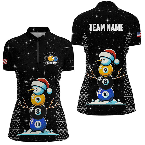 Maxcorners Custom Galaxy Christmas Billiard 8 Ball 9 Ball & 10 Ball Shirts For Women Funny Xmas Billiard Jerseys