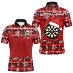 Maxcorners Funny Santa Dartboard Mens Darts Shirt Custom Red Plaid Snowflake Christmas Darts Jerseys Gifts LM0611