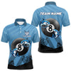 Maxcorners Personalized Shark 8 Ball Pool Blue Men Billiard Shirts Custom Funny Billiard Shirts Pool Jerseys