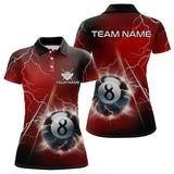Maxcorners Personalized Red 3D Thunder Lightning 8 Ball Pool Billiard Shirts For Men And Women, Billiard Team Jerseys