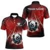 Maxcorners Personalized Red 3D Thunder Lightning 8 Ball Pool Billiard Shirts For Men And Women, Billiard Team Jerseys