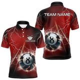 Maxcorners Personalized Red 3D Thunder Lightning 8 Ball Pool Billiard Shirts For Men And Women, Billiard Team Jerseys