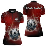 Maxcorners Personalized Red 3D Thunder Lightning 8 Ball Pool Billiard Shirts For Men And Women, Billiard Team Jerseys