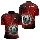Maxcorners Personalized Red 3D Thunder Lightning 8 Ball Pool Billiard Shirts For Men And Women, Billiard Team Jerseys