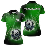 Maxcorners Personalized Green 3D Thunder Lightning 8 Ball Pool Billiard Shirts For Men And Women, Billiard Team Jerseys