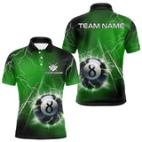 Maxcorners Personalized Green 3D Thunder Lightning 8 Ball Pool Billiard Shirts For Men And Women, Billiard Team Jerseys