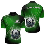Maxcorners Personalized Green 3D Thunder Lightning 8 Ball Pool Billiard Shirts For Men And Women, Billiard Team Jerseys