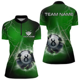 Maxcorners Personalized Green 3D Thunder Lightning 8 Ball Pool Billiard Shirts For Men And Women, Billiard Team Jerseys