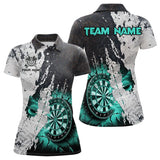 Maxcorners Personalized Grunge White Black Crack Wall Dart Shirts For Men Custom Dart Jerseys |Turquoise