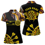 Maxcorners Yellow Golden Darts Tie Dye Polo & Quarter Zip Custom Dart Shirts For Men Glowing Dart Jerseys