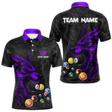 Maxcorners Personalized Wolf Billiard Balls Pool Shirt For Men, Black And Purple Billiard League Team Jersey MT0811