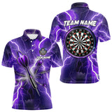 Maxcorners Purple Thunder Lightning 3D Women Darts Polo & Quarter Zip Custom Dart Shirts For Men Dart Jerseys