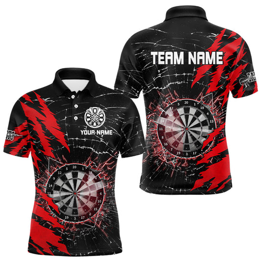 Maxcorners Black And Red Darts Board Break Glass Custom Dart Shirts For Men, Darts Team Shirts Dart Jerseys LM2704