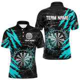 Maxcorners Black And Cyan Darts Board Break Glass Custom Dart Shirts For Men, Darts Team Shirts Dart Jerseys