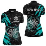 Maxcorners Black And Cyan Darts Board Break Glass Custom Dart Shirts For Women, Darts Team Shirts Dart Jerseys