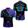 Maxcorners Holographic Purrple Dartboard Custom Darts Shirt, Darts Jersey Team Polo & 1/4 Zip For Women